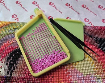 3D Printed Single Placer with Washi Diamond Art Tray, Rhinestone Painting Tool (110x60mm)