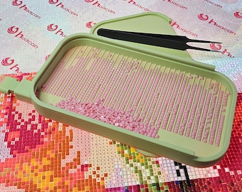 Bandeja larga con diseño de paisaje con diamantes, bandeja para pintar con diamantes de imitación de gran capacidad impresa en 3D