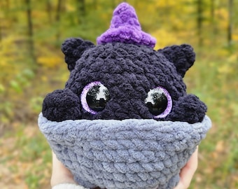 Wizard Cauldron Cat Squishy Amigurumi PDF Crochet Pattern Easy Digital Instructions