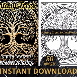 50 Bäume Bäume Malbuch Bilder zum Ausmalen Erwachsene Blumen Malbuch Bäume Geschenk für Erwachsene PDF Download PNG
