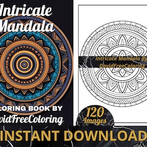 120 Mandala Intricate Coloring Book Patterns Images for Adult Coloring Pages Mandala printable coloring book gift for adult PDF Download PNG