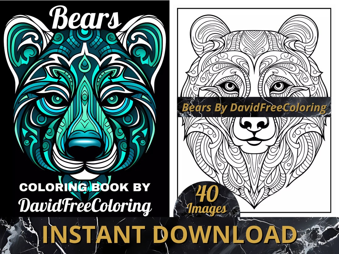 40 Bears Coloring Book Bears Coloring Image for Adult Coloring Pages ...