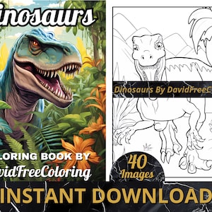 40 Dinosaurios Libro para colorear Dinosaurios Imágenes para colorear para adultos Dinosaurios Libro para colorear imprimible Regalo para adultos PDF Descargar PNG