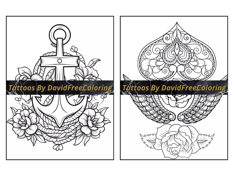 120 Tattoos Coloring Book Tattoos Images for Adult Coloring Pages