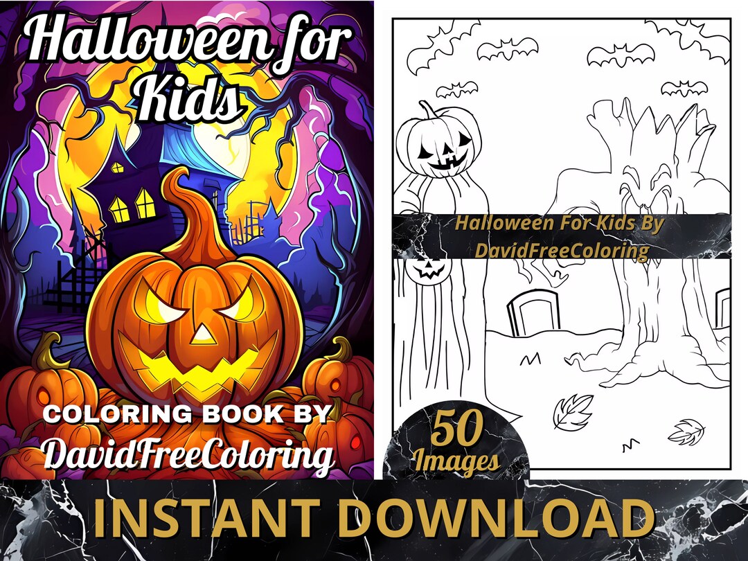 50 Halloween for Kids Coloring Book Spooky Images for Kids Coloring ...