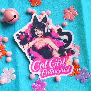 猫娘愛好家のかわいいアニメ防水ビニールステッカー