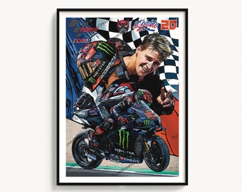 Poster Sur Toile Fabio Quartararo MotoGP - Décoration Murale Sport Moto 20x30 Cm