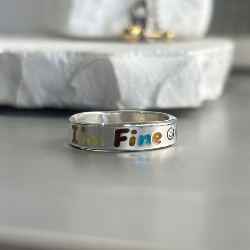 Silver Enamel Ring - Etsy