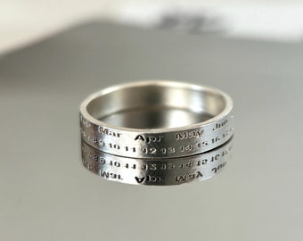 Personalized Date Rings: Timeless Memorials for Special Moments, Date Rings, Wedding Date Rings, Anniversary Date Rings,Graduation Dates