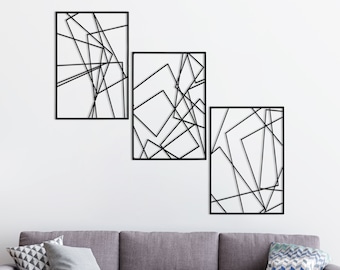 Set of 3 Abstract Wall Art, Modern Metal Wall Decor, Living Room Decor, Home Decor