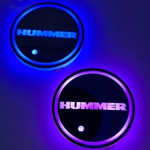 Led Cup Holder Lights | 2 Pieces Car Coaster| 7 Colors | USB Charging with Auto On/Off | LED Interior Atmosphere Lamps - Hummer