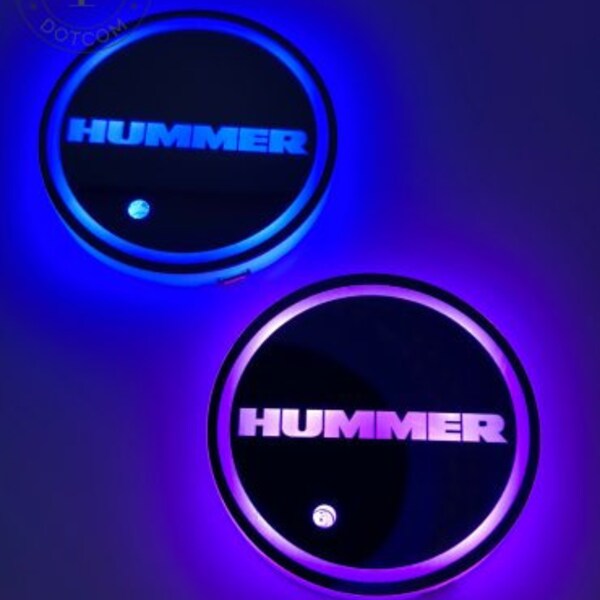 Led Cup Holder Lights | 2 Pieces Car Coaster| 7 Colors | USB Charging with Auto On/Off | LED Interior Atmosphere Lamps - Hummer