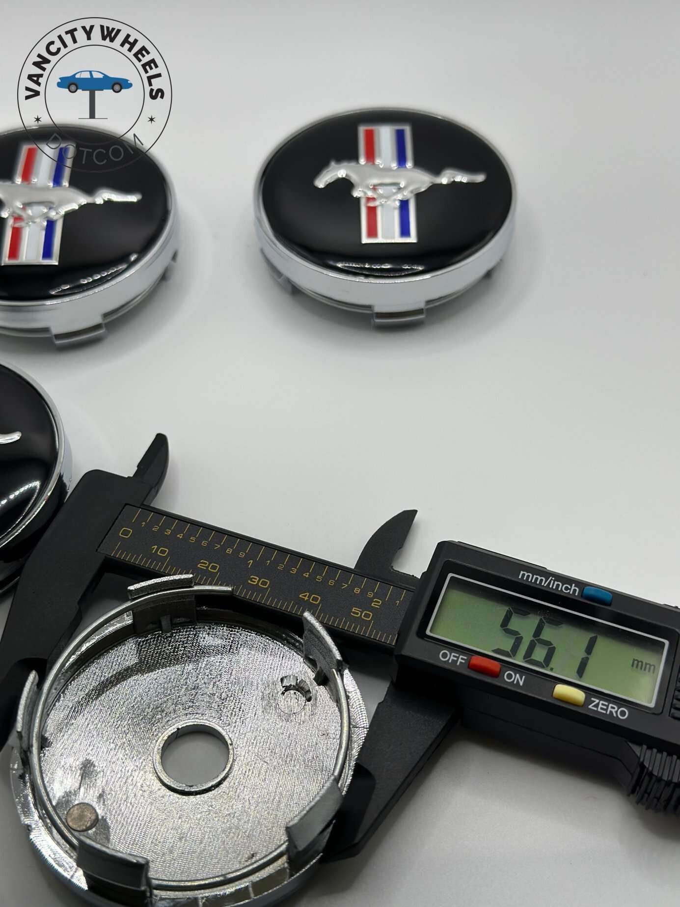 Premium 4pcs FORD Mustang Wheel Center Caps in Varied Sizes & Wheel Cap Base Colors, Mustang