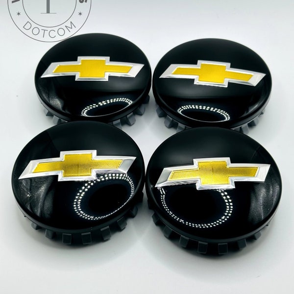 Set mit 4 Schwarz / Gold Violett/Leichtmetall-Radnabenkappen, 83mm, Schwarz/Chrom-Nabenkappen für Chevron Cars 83mm
