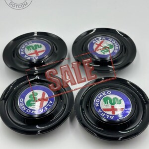 Set of Alfa Romeo Black Color Floating Caps, Alfa Romeo Floating Center Caps in 183mm/7.2inch, Floating Wheel Center Caps for Alfa Romeo