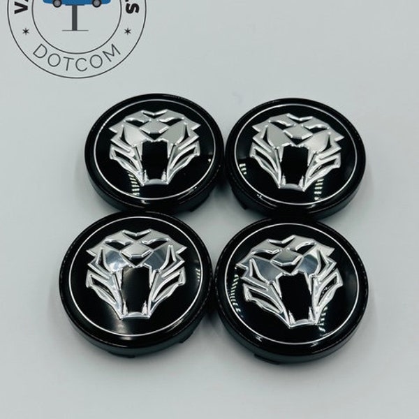 Premium 4Pcs Tiger Head Wheel Center Caps in Varied Sizes & Wheel Cap Base Colors