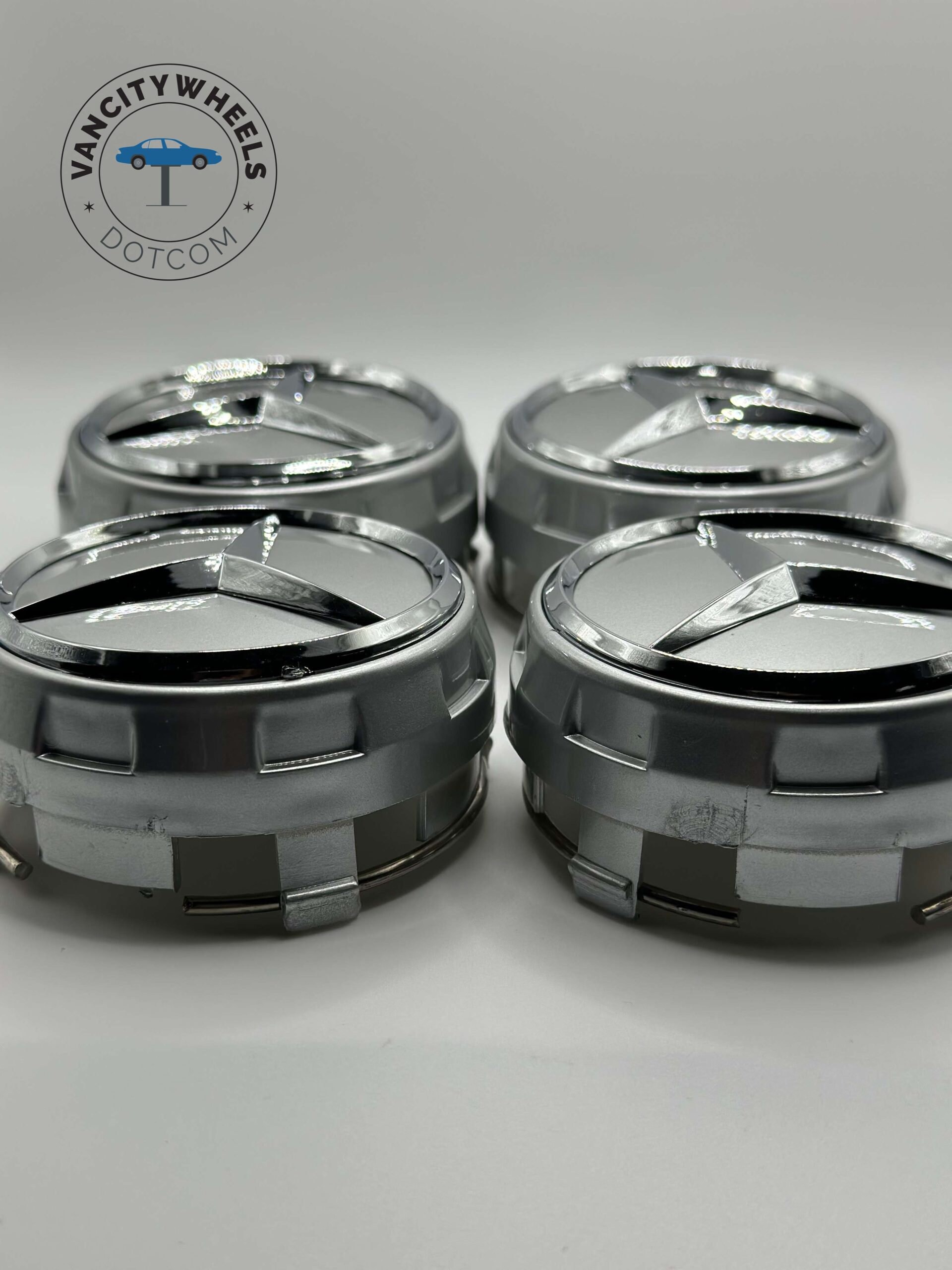 Set of 4 Silver Mercedes Benz Raised Alloy Wheel Center Caps 75mm ...