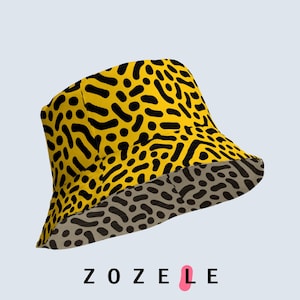 Summer hat for women Summer hat for men Reversible bucket hat Unique pattern bucket hat for sunny days Women&#39;s bucket hat Yellow bucket hat