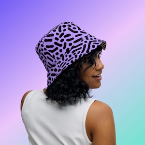 Bucket hat colorful Reversible bucket hat Unique pattern hat Summer hat with unique design Unisex bucket hat women Bucket hat men purple