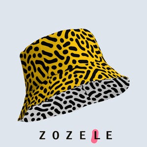 Reversible bucket hat Yellow hat for women Yellow hat for men Bucket hat for summer hat for men and women Unique pattern bucket hat