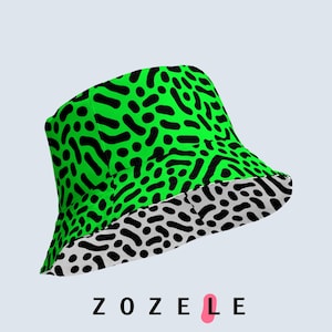 Bucket hat green Reversible bucket hat Unique pattern hat Summer hat with unique design Unisex bucket hat women Bucket hat men Colorful