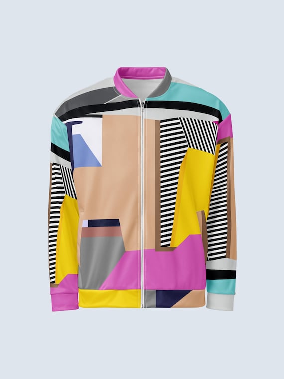 Unisex bomber jacket colorful 80s clothing Men's Retro style jacket Bright  jacket for men Funky jacket Men's retro style jacket Unique