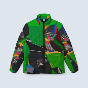 Womens Puffer Jacket, Green jacket, Winter jacket, autumn clothing, Artistic clothes, Unique design clothes, Womens clothing