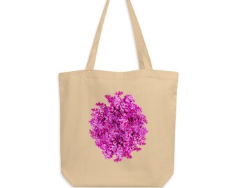 Lila Eco Tote Bag, Floral Tote tas, Bloementas, Zomer Tote tas, Cadeau Idee, Esthetische Tas, Mooie Bloemen Tas, 100% Katoenen Boodschappentas