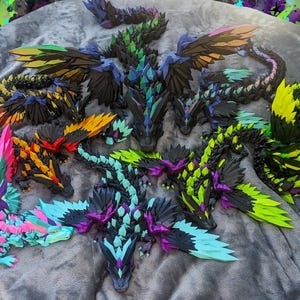 Dragon aile de cristal - Impression 3D personnalisée multicolore articulée, cadeau déco fantaisie unique, cristal, bureau agité, ailé, coloré, amoureux des Dragons