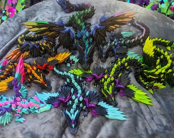 Crystalwing Dragon - Articulated Multicolor Custom 3D Print, Unique Fantasy Decor Gift, Crystal, Desk Fidget, Winged, Colorful, Dragon Lover