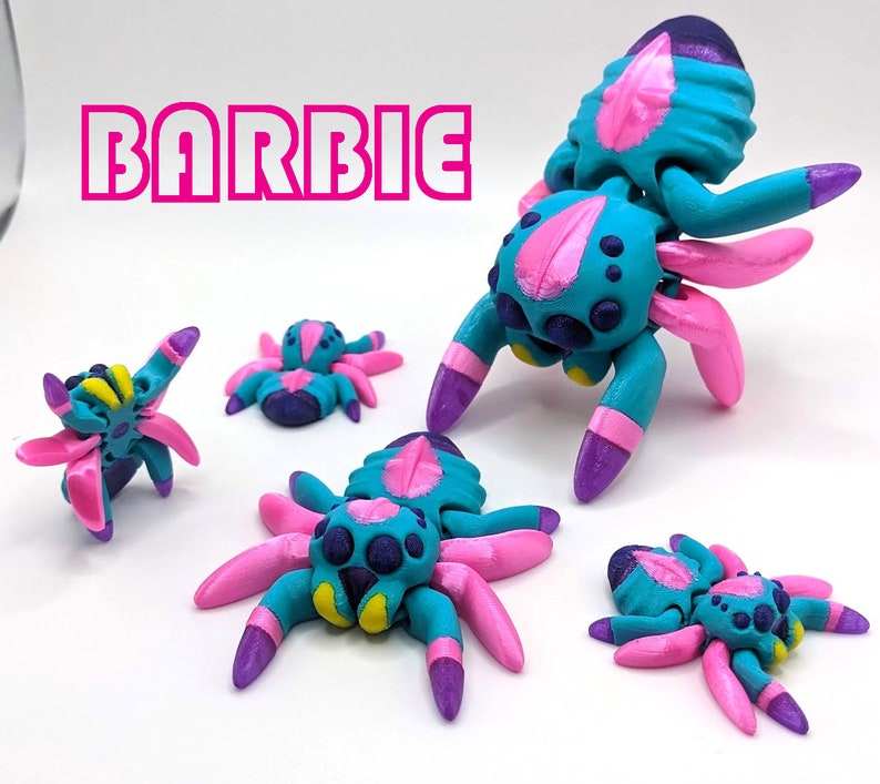 Tiny Jumping Spider 3D Printed Multicolor Barbie