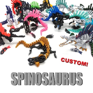 Spinosaurusskelett - Flerfärgad ledad 3D-utskrift, Cool anpassad Flexi, Jurassic Park, Förhistorisk dinosaurie samlarobjekt, Unik dinosauriegåva