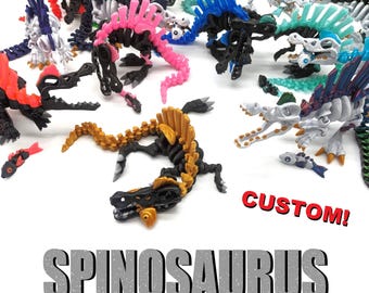 Spinosaurus Skeleton - Multicolor Articulated 3D Print, Cool Custom Flexi, Jurassic Park, Prehistoric Dinosaur Collectible, Unique Dino Gift