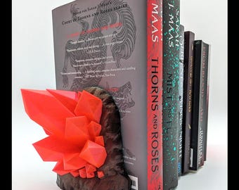 Crystal Bookends - Custom Multicolor 3D Print, Gift for Her, Bookshelf Decor, Dark Romance, Book Lover Merch, Booknook, Bookshelf Display
