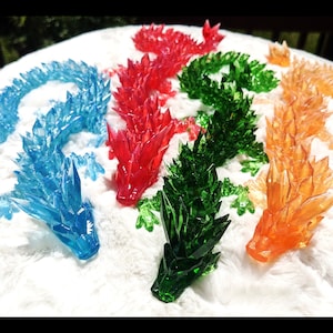 Genomskinlig glitterkristalldrake - Ledad harts 3D-utskrift, unik fantasigåva, unik, glänsande som glas, solfångardrake