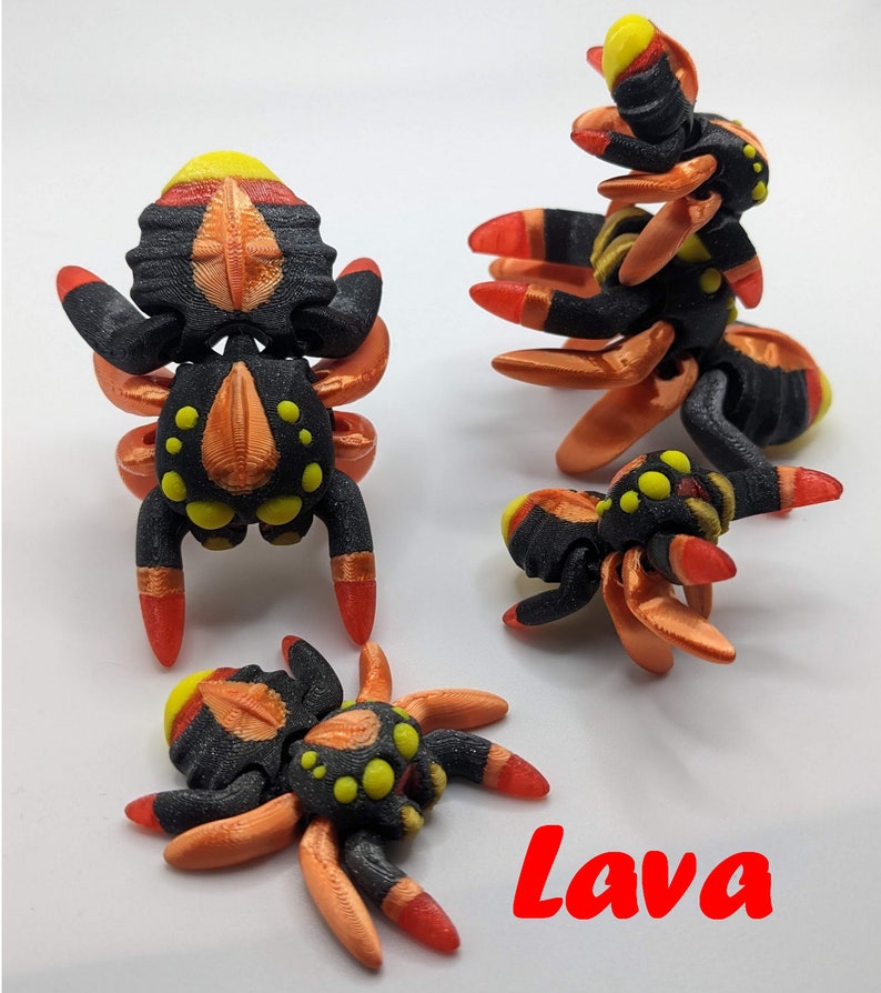 Tiny Jumping Spider 3D Printed Multicolor Lava