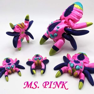 Tiny Jumping Spider 3D Printed Multicolor Ms. Pink