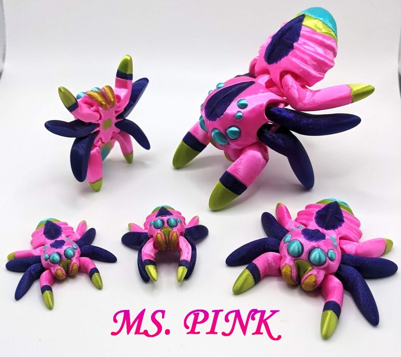 Tiny Jumping Spider 3D Printed Multicolor Ms. Pink