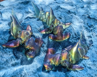 Translucent Glitter Hammerhead Shark - Articulated Resin 3D Print, Like Glass, Unique Ocean Gift, Fun Desk Fidget, Centerpiece, Suncatcher