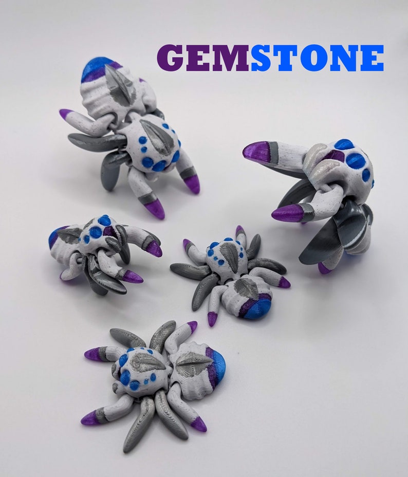 Tiny Jumping Spider 3D Printed Multicolor Gemstone