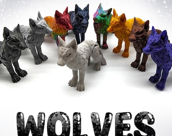 WOLVES - Articulated 3D Print Fidget, Fun Desk Wolf, Howler, ADHD, Wild Forrest Animal, Unique Wolf Gift, Carnivore, Colorful, Wolf Lover