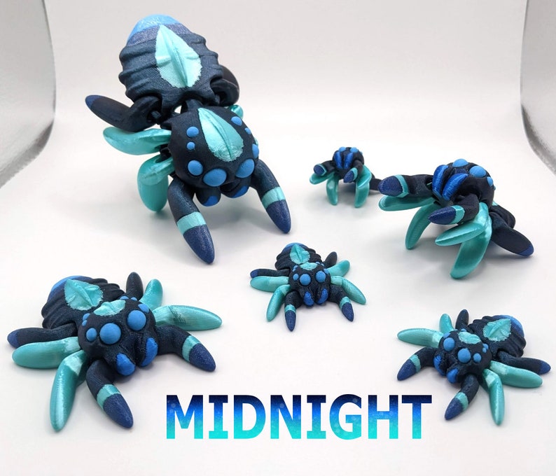 Tiny Jumping Spider 3D Printed Multicolor Midnight