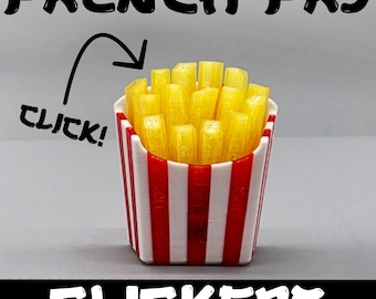 French Fry Clicker - 3D Printed Multicolor Fun Desk Fidget, Food Click, Summer Vibes, Food Fidget, ADHD Fidget, Satisfying Snap and Texture