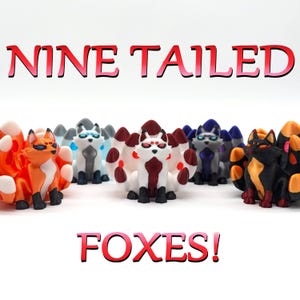 Nine Tailed Fox - Multicolor 3D Printed Kitsune, Japanese Fox Statue, Folklore, Mythical Gift, Collectible, Fantasy Decor, Tailed Fox Lover