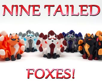 Nine Tailed Fox - Multicolor 3D Printed Kitsune, Japanese Fox Statue, Folklore, Mythical Gift, Collectible, Fantasy Decor, Tailed Fox Lover