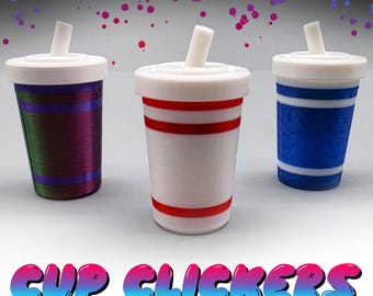Cup Clicker - Custom 3D Printed Multicolor Fun Desk Fidget, Soda Clicker, Summer Vibes Food Fidget, ADHD Fidget, Satisfying Snap and Texture