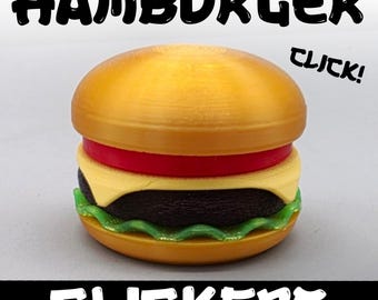 Hamburger Clicker - 3D Printed Multicolor Fun Desk Fidget, Food Click, Summer Vibes, Food Fidget, ADHD Fidget, Satisfying Snap and Texture
