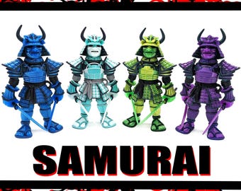 Samurai Warrior - Articulated Multicolor 3D Print, Japanese Bushi Warrior, Sword, Fun Desk Fidget, Rising Sun, Unique Gift, Heian period