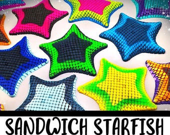 Sandwich Starfish - 3D Printed Multicolor Fidget, Fun Desk Pal, ADHD Fidget, Satisfying Texture, Cool Colors, Unique Gift, Stress Relief
