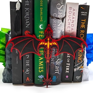 Double Dragon Book Insert Bookshelf Decoration - A Fourth Wing Inspired 3D Print Bookish Decor, Tairn, Andarna, Xaden, Violet, Gold & Black